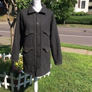 HABAND GREY WOOL PEACOAT
